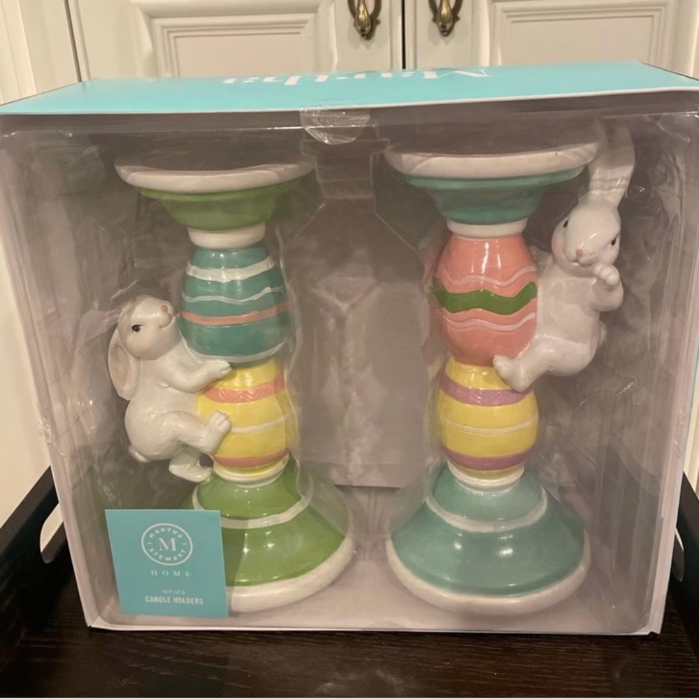 Martha Stewart Easter 2024 Pastel Bunny Candle Holders Set of 2